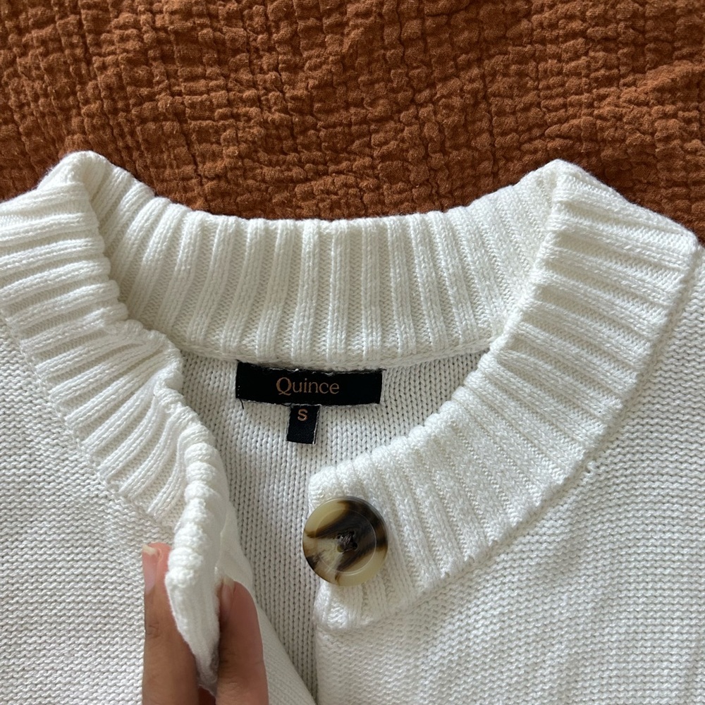 Quince Ivory Button-Up Cardigan - Picture 2 of 7